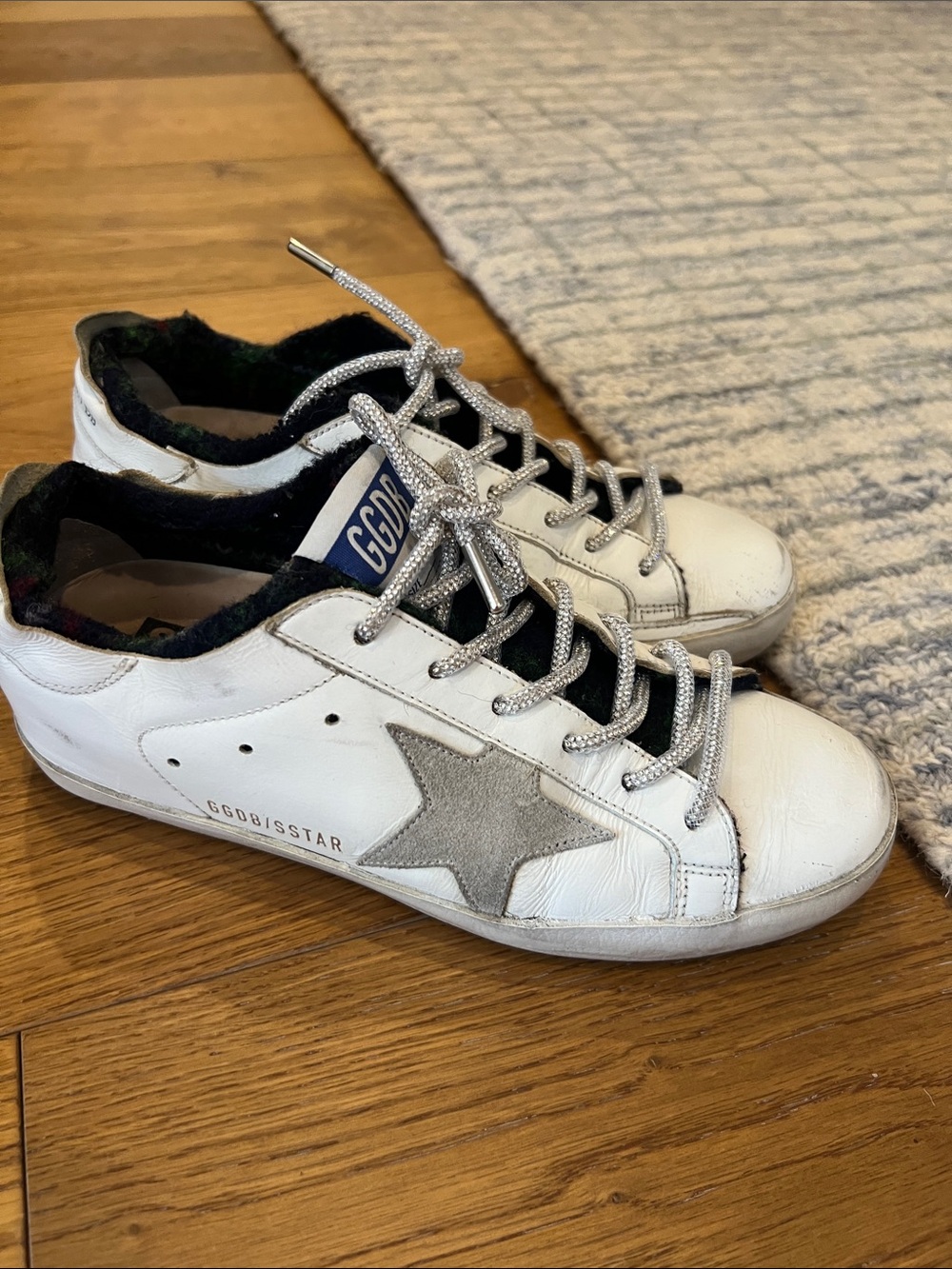 Golden Goose Superstar White Leather Sneakers with Gray Star